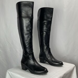Vince Camuto VC-Bendra Black Over Knee Heeled Boots Silky Leather Women’s 7.5M